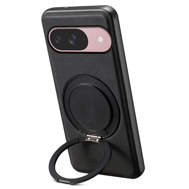 Custodia magnetica in pelle e PC TPU con supporto rotante per Google Pixel 9 / Pixel 9 Pro - Nero
