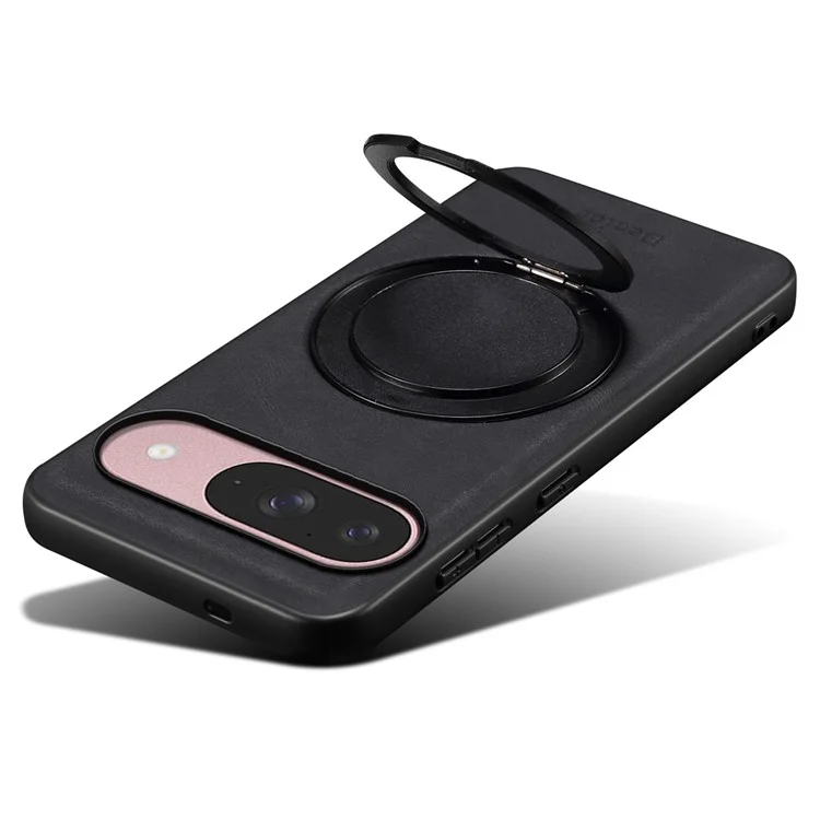 Custodia magnetica in pelle e PC TPU con supporto rotante per Google Pixel 9 / Pixel 9 Pro - Nero