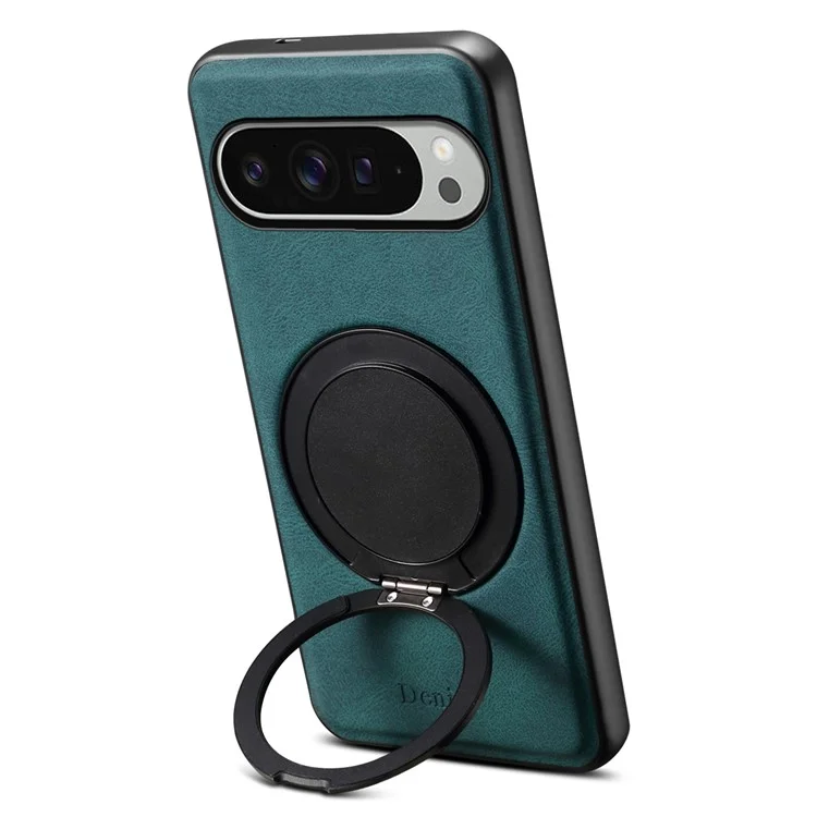 DENIOR A14 Capa magnética para Google Pixel 9 Pro XL com suporte rotativo de couro PC TPU - Azul