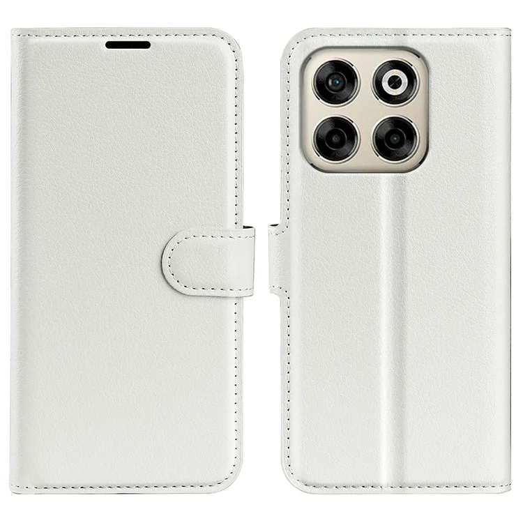 Für ZTE Blade V70 Hülle Litchi-Textur stoßfeste Leder-Wallet-Handyhülle - Weiß