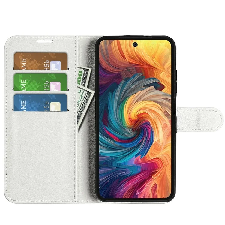Für ZTE Blade V70 Hülle Litchi-Textur stoßfeste Leder-Wallet-Handyhülle - Weiß