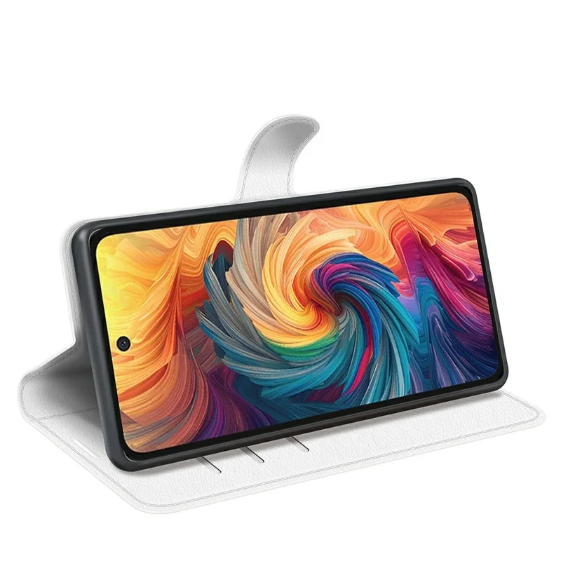 Für ZTE Blade V70 Hülle Litchi-Textur stoßfeste Leder-Wallet-Handyhülle - Weiß