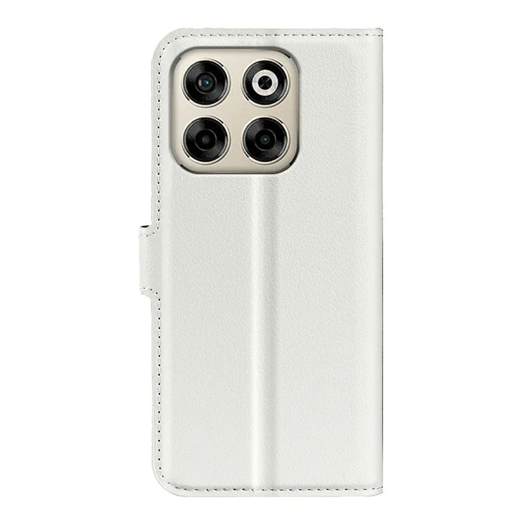 Für ZTE Blade V70 Hülle Litchi-Textur stoßfeste Leder-Wallet-Handyhülle - Weiß