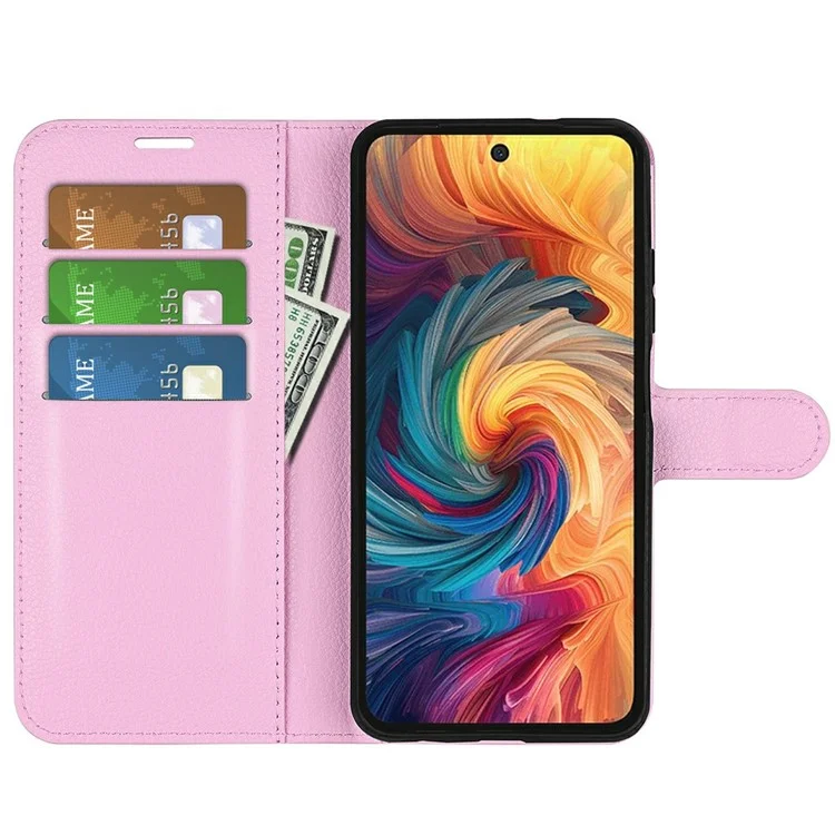 Custodia per ZTE Blade V70 con texture in pelle liscia, antiurto e portafoglio - Rosa
