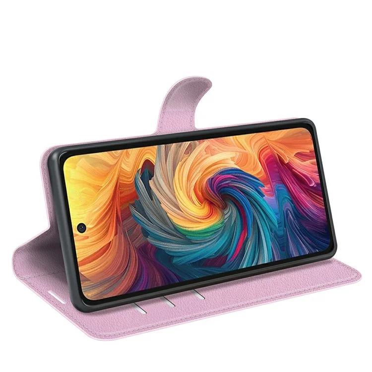Custodia per ZTE Blade V70 con texture in pelle liscia, antiurto e portafoglio - Rosa