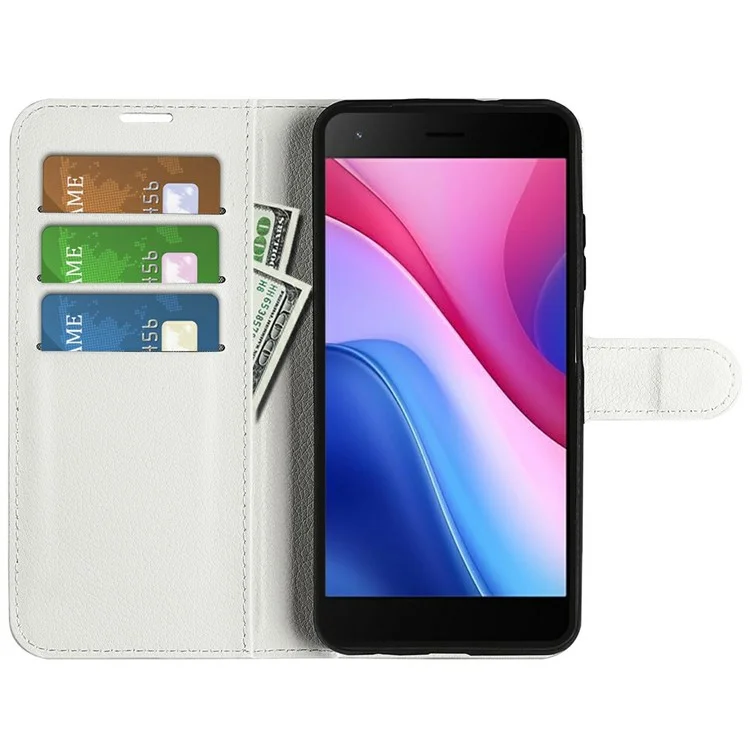 Custodia per ZTE Blade A35 Lite, texture a lisca di pesce, antiurto, portafoglio in pelle, cover per telefono - Bianco