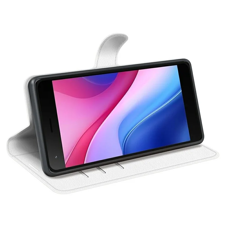 Custodia per ZTE Blade A35 Lite, texture a lisca di pesce, antiurto, portafoglio in pelle, cover per telefono - Bianco