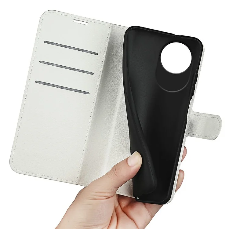 Custodia per ZTE Blade A35 Lite, texture a lisca di pesce, antiurto, portafoglio in pelle, cover per telefono - Bianco