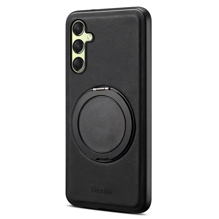 DENIOR A14 Funda magnética para Samsung Galaxy A16 5G / 4G con soporte giratorio de cuero PC TPU - Negro