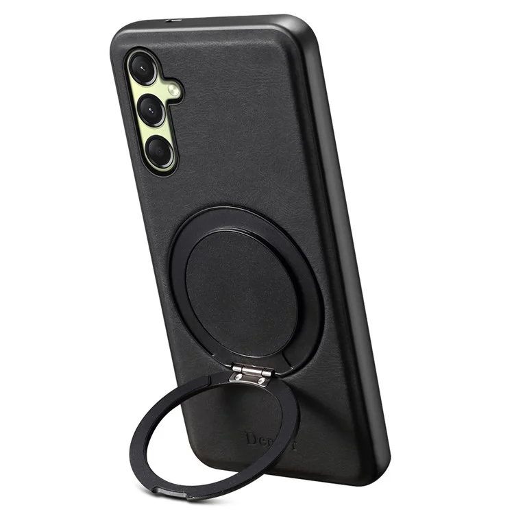 DENIOR A14 Funda magnética para Samsung Galaxy A16 5G / 4G con soporte giratorio de cuero PC TPU - Negro