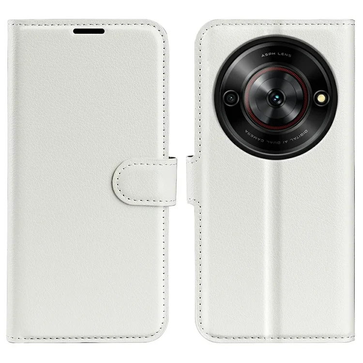 Funda para ZTE Blade A75 5G, textura de litchi, resistente a golpes, funda de piel tipo billetera - Blanco