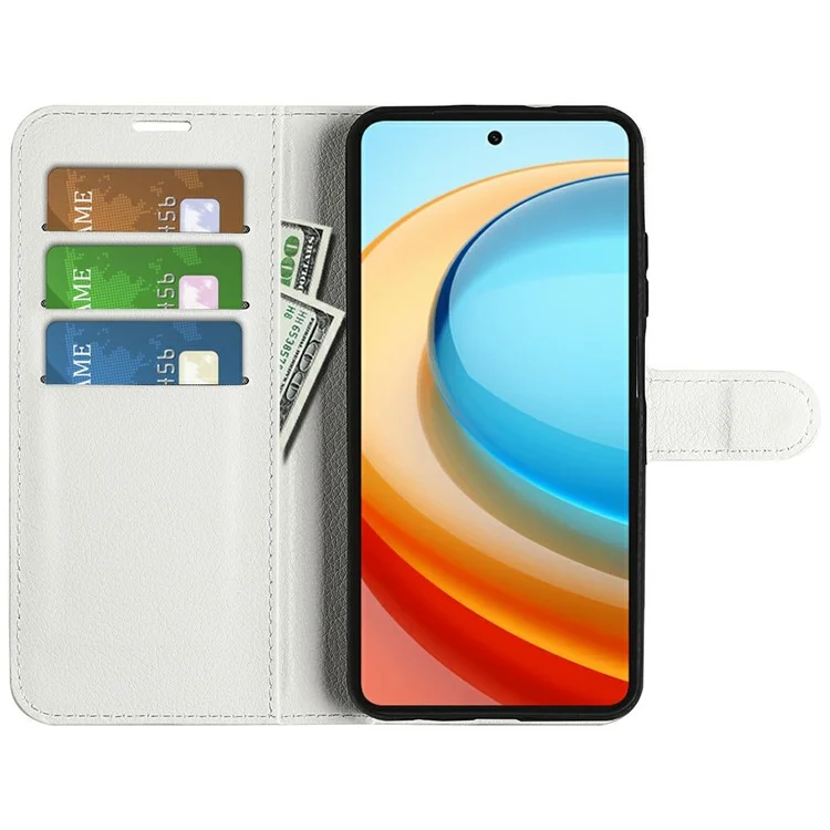 Funda para ZTE Blade A75 5G, textura de litchi, resistente a golpes, funda de piel tipo billetera - Blanco