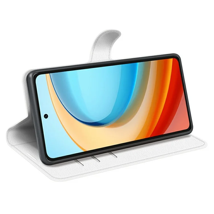 Funda para ZTE Blade A75 5G, textura de litchi, resistente a golpes, funda de piel tipo billetera - Blanco