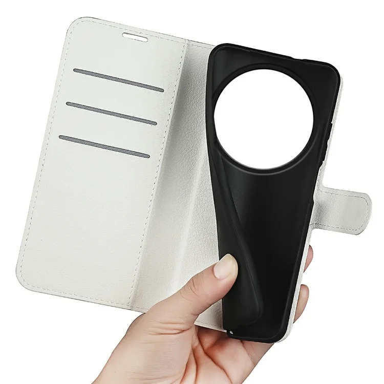 Funda para ZTE Blade A75 5G, textura de litchi, resistente a golpes, funda de piel tipo billetera - Blanco