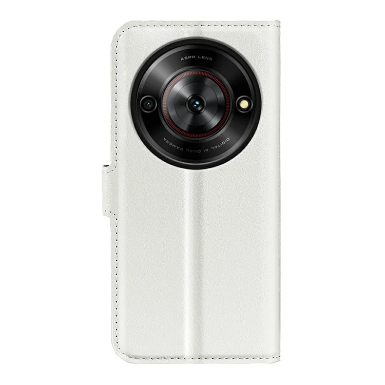 Funda para ZTE Blade A75 5G, textura de litchi, resistente a golpes, funda de piel tipo billetera - Blanco