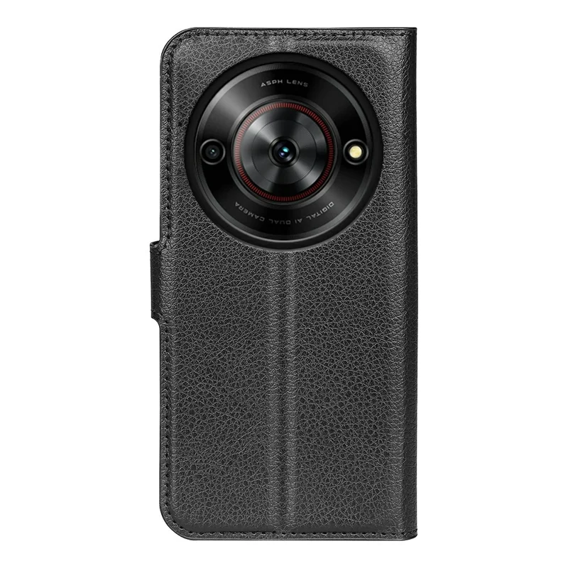 Funda para ZTE Blade A75 5G, textura de litchi, a prueba de golpes, billetera de cuero - Negro
