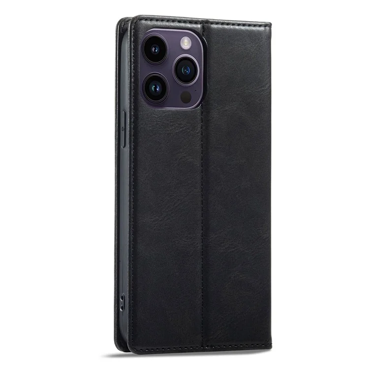 Lc. Imeeke Pour Iphone 14 Pro RFID Blocking PU Cuir Case Wallet Stand Magnetic Auto-auto-absorbed Téléphone Couverture - le Noir