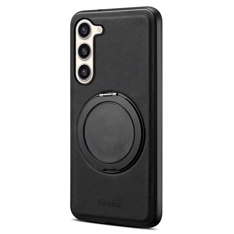 Funda magnética para Samsung Galaxy S23+ DENIOR A14, con soporte giratorio, de piel y PC TPU - Negro