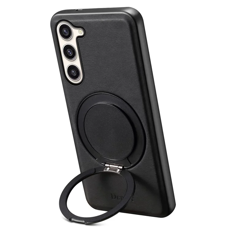 Funda magnética para Samsung Galaxy S23+ DENIOR A14, con soporte giratorio, de piel y PC TPU - Negro