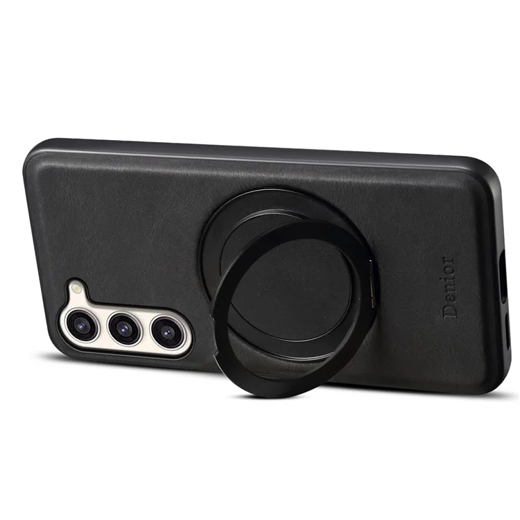 Funda magnética para Samsung Galaxy S23+ DENIOR A14, con soporte giratorio, de piel y PC TPU - Negro