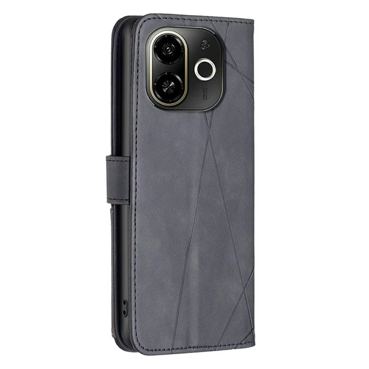 ЧЕХОЛ ИЗ НАТУРАЛЬНОЙ КОЖИ С ФУНКЦИЕЙ ПОДСТАВКИ ДЛЯ TECNO SPARK 30C 5G / POP 9 5G - ЧЕРНЫЙ