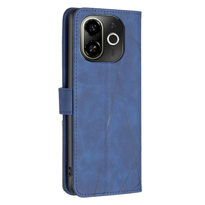 BINFEN COLOR For TECNO Spark 30C 5G / Pop 9 5G Phone Cases Wallet Stand Geometry Imprint Leather Cover - Blue
