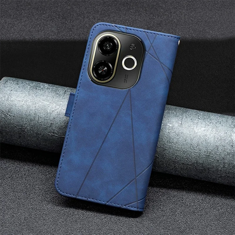BINFEN COLOR For TECNO Spark 30C 5G / Pop 9 5G Phone Cases Wallet Stand Geometry Imprint Leather Cover - Blue