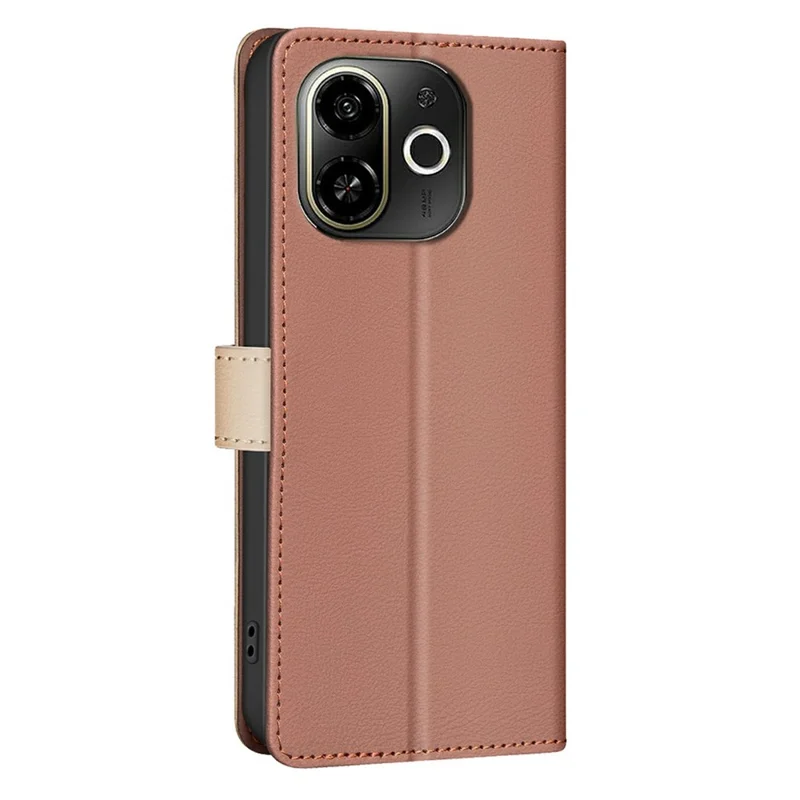 BINFEN COLOR BF33 for TECNO Spark 30C 5G / Pop 9 5G Leather Case Splicing Color RFID Blocking - Brown