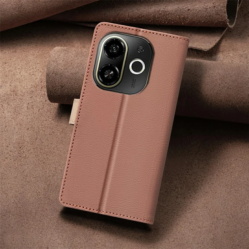 BINFEN COLOR BF33 for TECNO Spark 30C 5G / Pop 9 5G Leather Case Splicing Color RFID Blocking - Brown