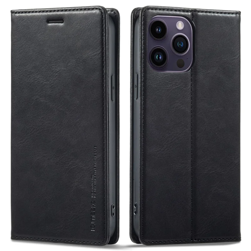 Lc. Imeeke Für Iphone 14 Pro Max RFID Blockierende Telefon Hülle Magnetische Schließung PU Leder Brieftasche Cover - Schwarz