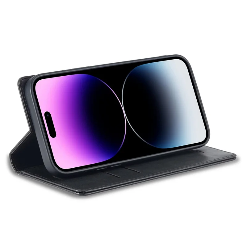 Lc. Imeeke Für Iphone 14 Pro Max RFID Blockierende Telefon Hülle Magnetische Schließung PU Leder Brieftasche Cover - Schwarz