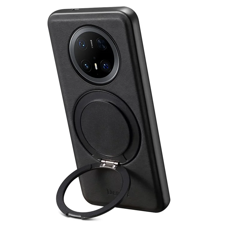 Custodia magnetica con supporto rotante in pelle PC TPU per Huawei Mate 70 Pro / Mate 70 Pro+ - Nero