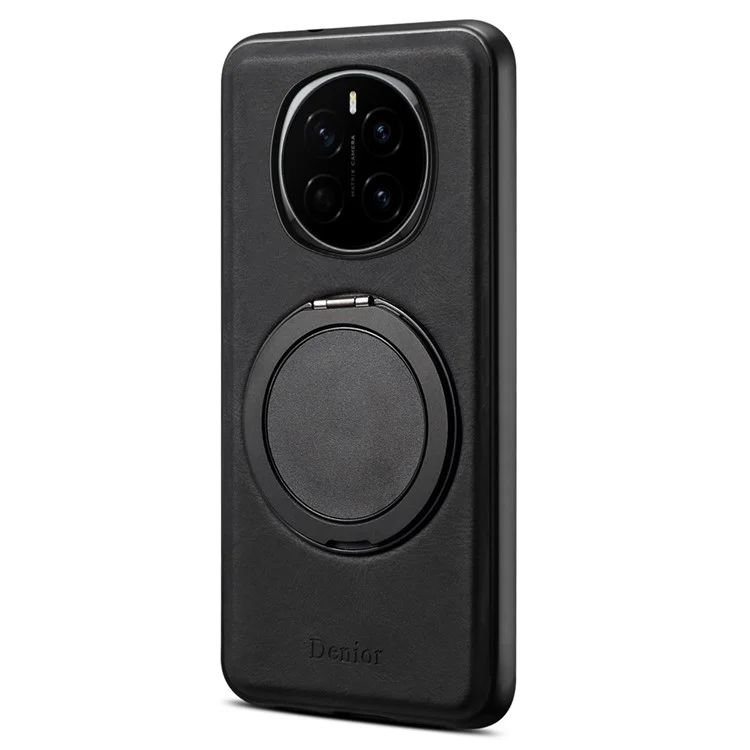 DENIOR A14 For Honor Magic7 5G Магнитный чехол с поворотной подставкой из кожи и ПК/ТПУ - Черный