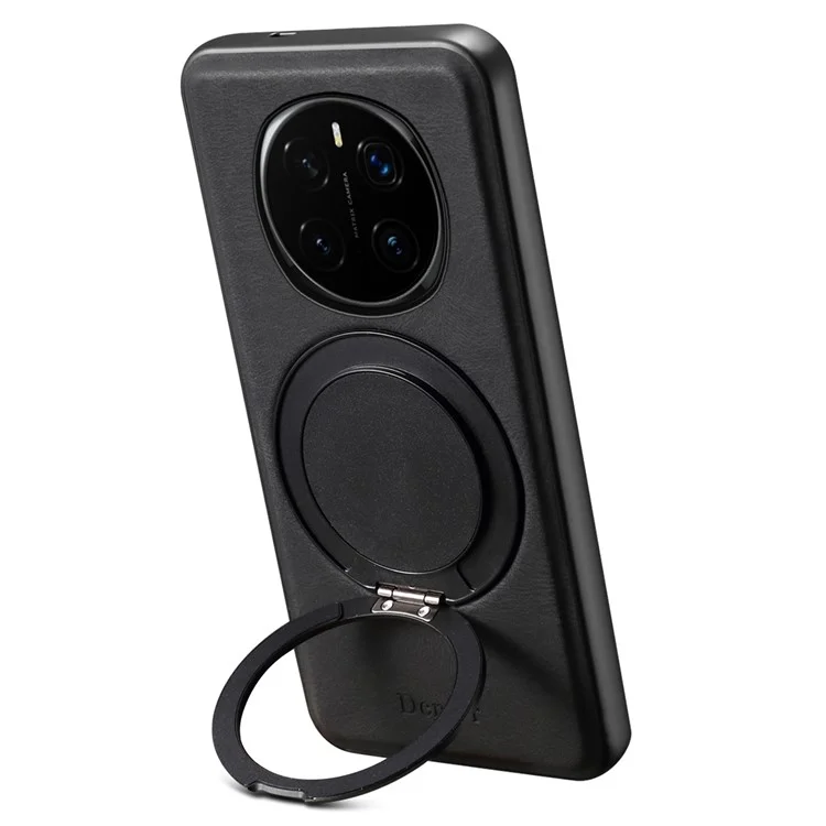 DENIOR A14 For Honor Magic7 Pro 5G Custodia magnetica Supporto rotante in pelle PC TPU Cover per telefono - Nero