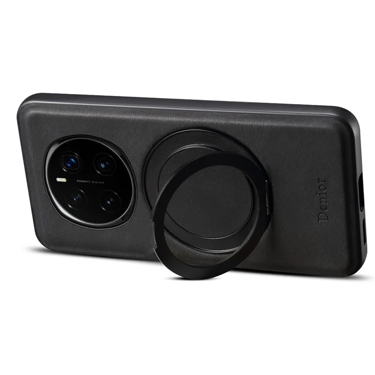 DENIOR A14 For Honor Magic7 Pro 5G Custodia magnetica Supporto rotante in pelle PC TPU Cover per telefono - Nero