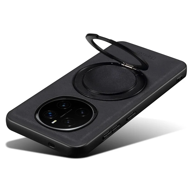 DENIOR A14 For Honor Magic7 Pro 5G Custodia magnetica Supporto rotante in pelle PC TPU Cover per telefono - Nero