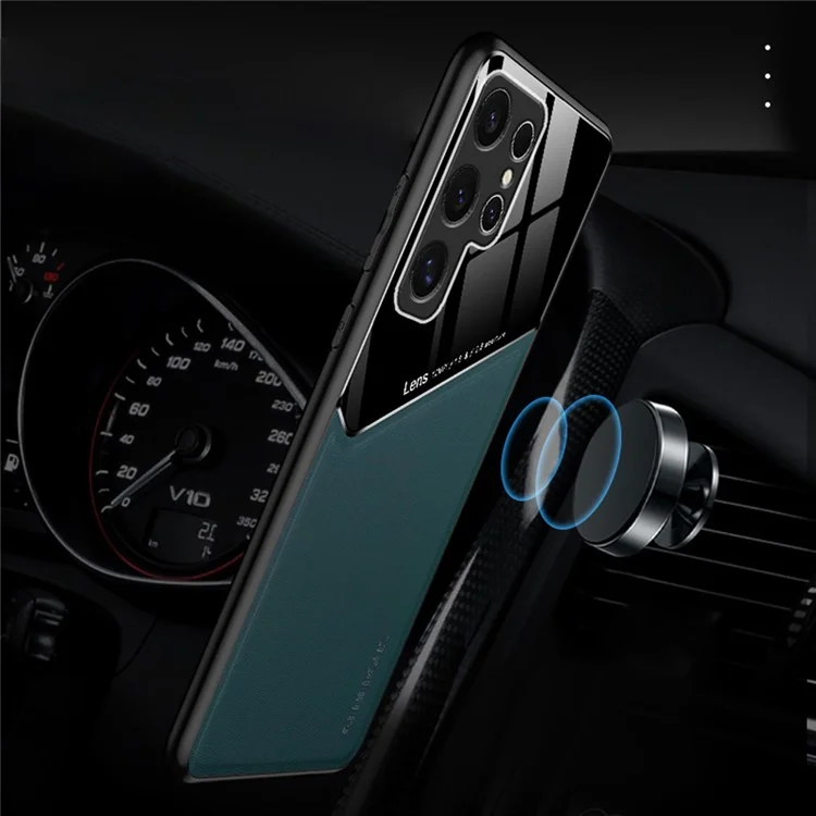 Funda para Samsung Galaxy S25 Ultra de cuero recubierto de PC+TPU - Verde