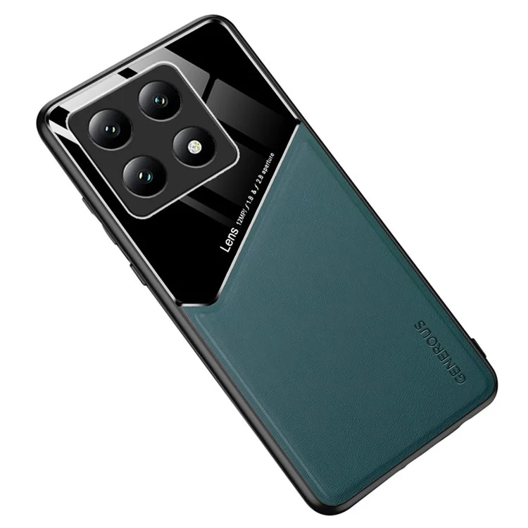 Funda para Xiaomi 14T de PC+TPU con revestimiento de cuero - Verde