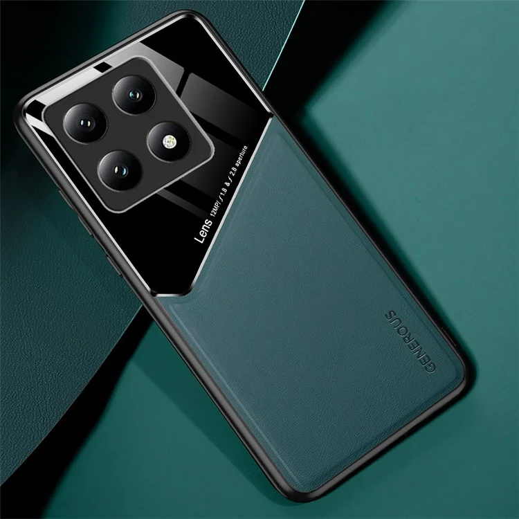 Funda para Xiaomi 14T de PC+TPU con revestimiento de cuero - Verde
