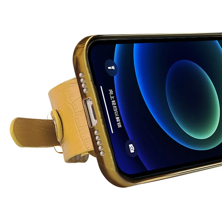 Coque de protection 200 Lite pour Honor avec bracelet, béquille et texture de cuir crocodile + revêtement électrolytique en TPU - Blanc