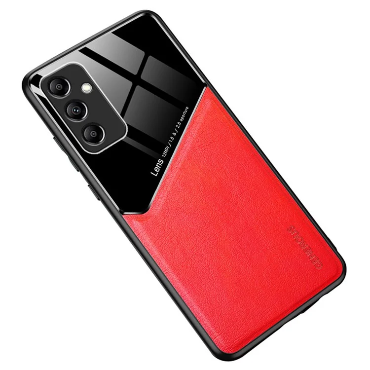 Funda para Samsung Galaxy S25+ Cubierta trasera de teléfono de PC+TPU con revestimiento de cuero - Rojo