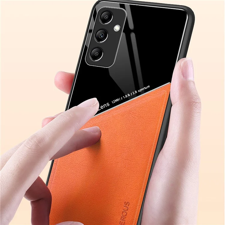 Funda para Samsung Galaxy S25+ Cubierta trasera de teléfono de PC+TPU con revestimiento de cuero - Rojo