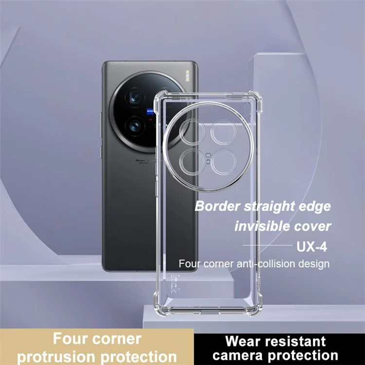 IMAK UX-4 Series Hülle für vivo X100 Ultra 5G, gerades Rahmendesign, stoßfest, klare TPU-Abdeckung