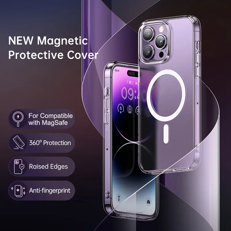 MCDODO PC-3093 MDD Clear Phone Case for iPhone 14 Pro Max, Hard PC + Soft TPU Matte Cover Compatible with MagSafe