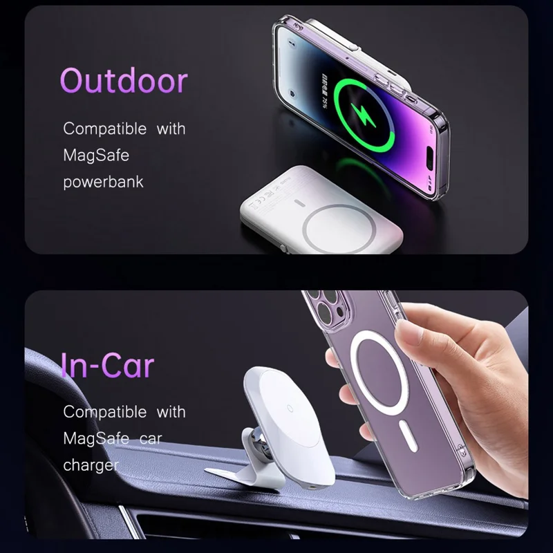 MCDODO PC-3093 MDD Clear Phone Case for iPhone 14 Pro Max, Hard PC + Soft TPU Matte Cover Compatible with MagSafe