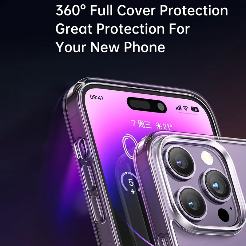 MCDODO PC-3093 MDD Clear Phone Case for iPhone 14 Pro Max, Hard PC + Soft TPU Matte Cover Compatible with MagSafe