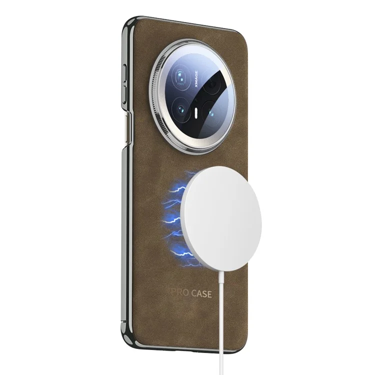 Coque pour Huawei Mate 70 Pro / 70 Pro+ compatible avec MagSafe, électroplaquée en PU + TPU + PC - Marron mat