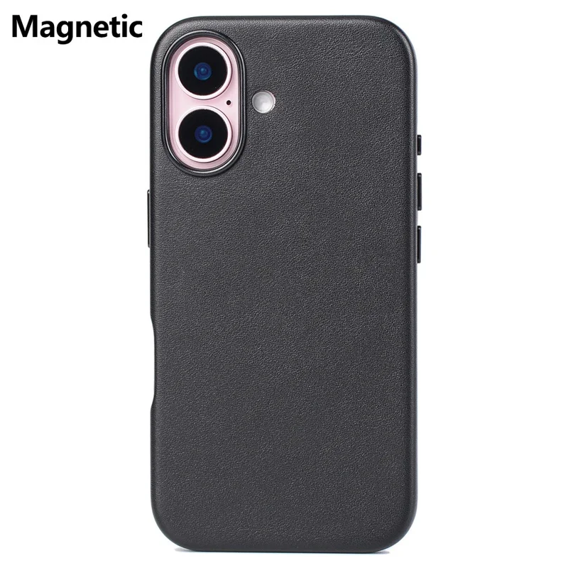Achat en gros de coque pour iPhone 16 compatible avec MagSafe, en PU + PC - Noir