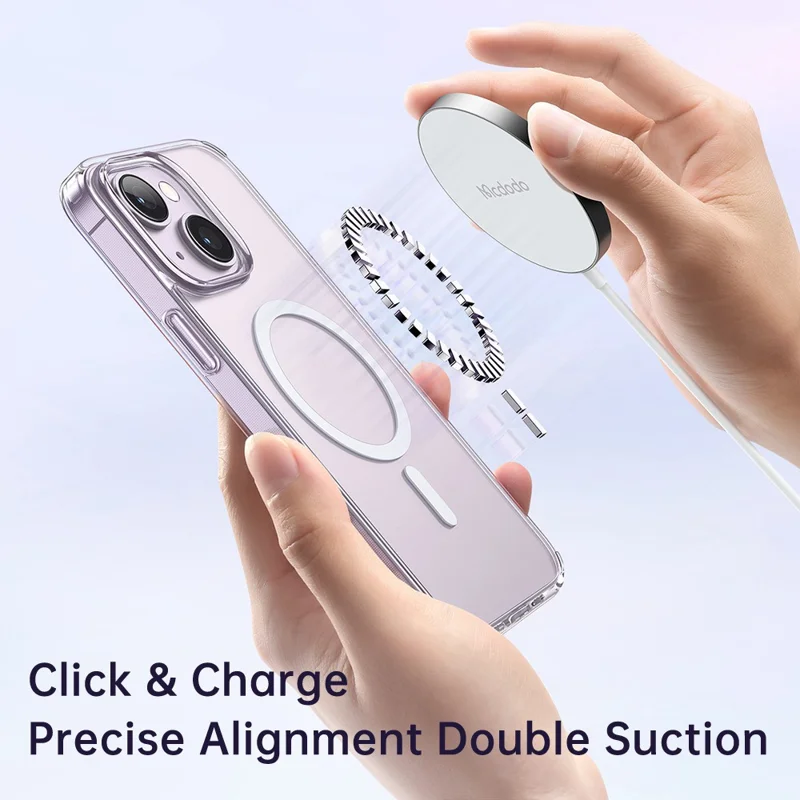 MCDODO PC-3090 MDD PC + TPU Phone Case for iPhone 14, Matte Transparent Protective Cover Compatible with MagSafe