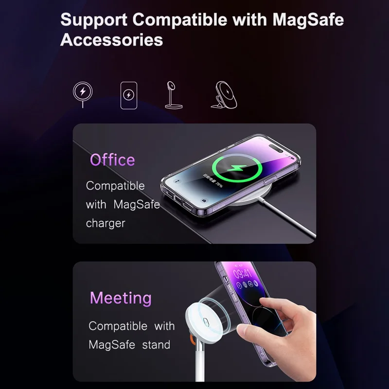 MCDODO PC-3090 MDD PC + TPU Phone Case for iPhone 14, Matte Transparent Protective Cover Compatible with MagSafe